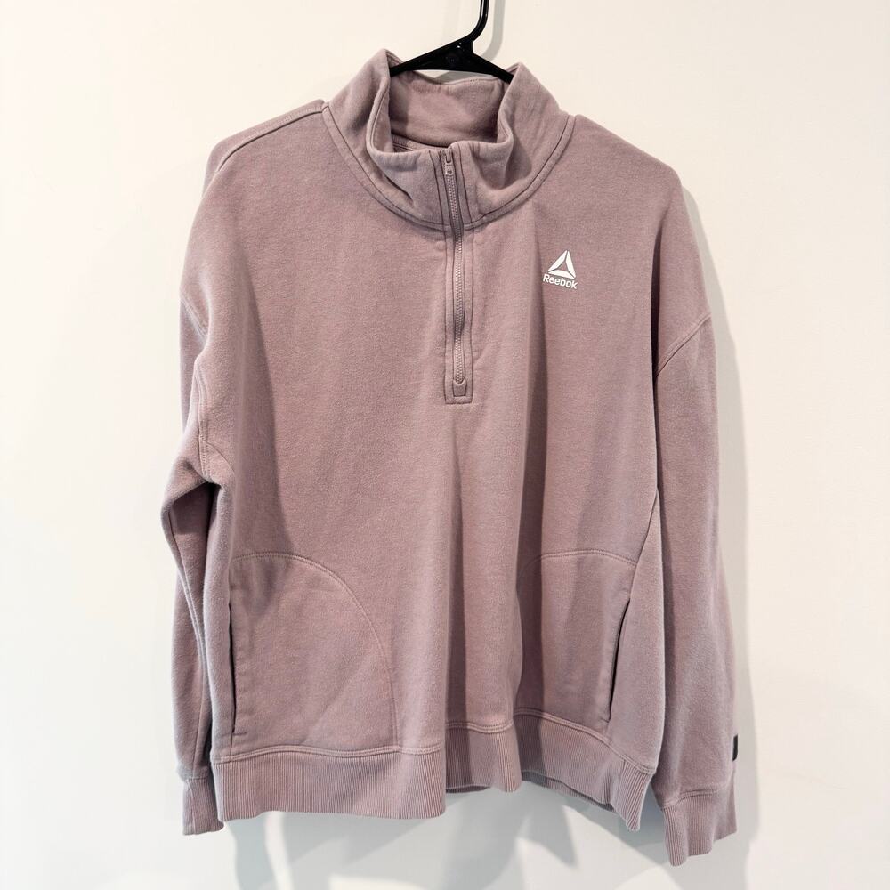 Reebok Pullover Purple Quarter Zip Cropped Womens Large Athleisure Comfy